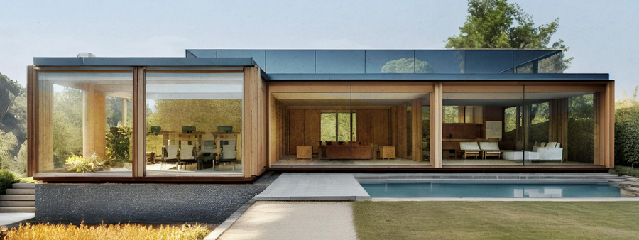 luxury home glass and wood 